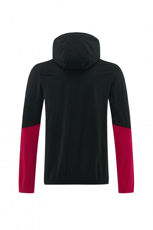 26/27 بلجيكا  طقم رياضي بلون أسود مع سترة بغطاء رأس وسحاب كامل + بنطال طويل