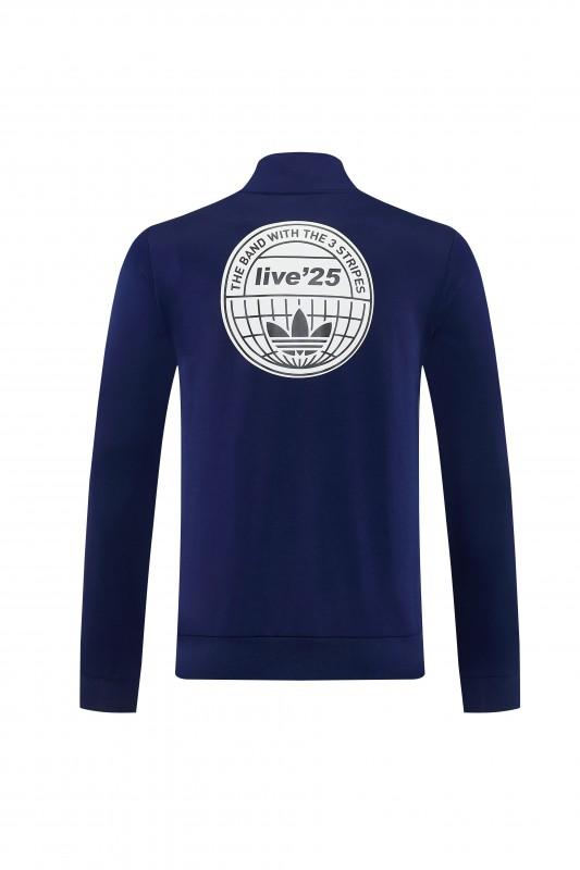 2026 سترة أديداس باللون الأزرق الداكن بسحاب كامل + بنطال طويل