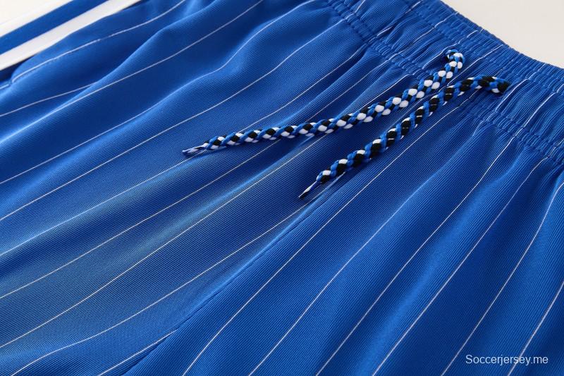 26/27 قميص تشيلسي ذو أشرطة بيضاء بأكمام قصيرة + شورت كرة قدم أزرق