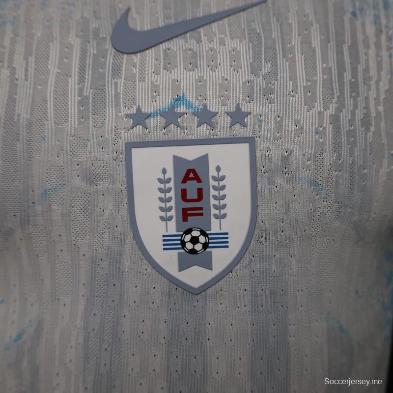 قميص اللاعب الإصدار 2026، نسخة خاصة للمباريات الخارجية لأوروغواي، أبيض
