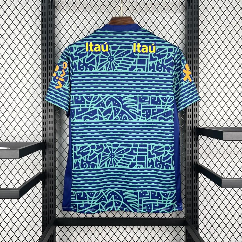 قميص ما قبل المباراة بتصميم رجعي للبرازيل لعام 2024