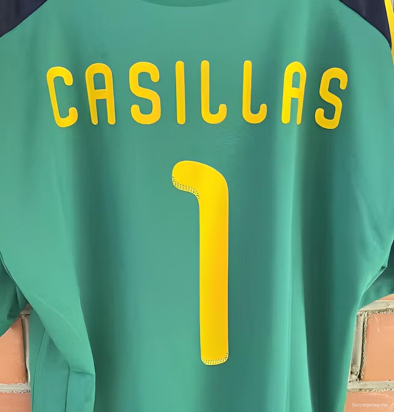 قميص حارس مرمى إسبانيا 2010 ريترو 2010 أخضر اللون الأخضر
