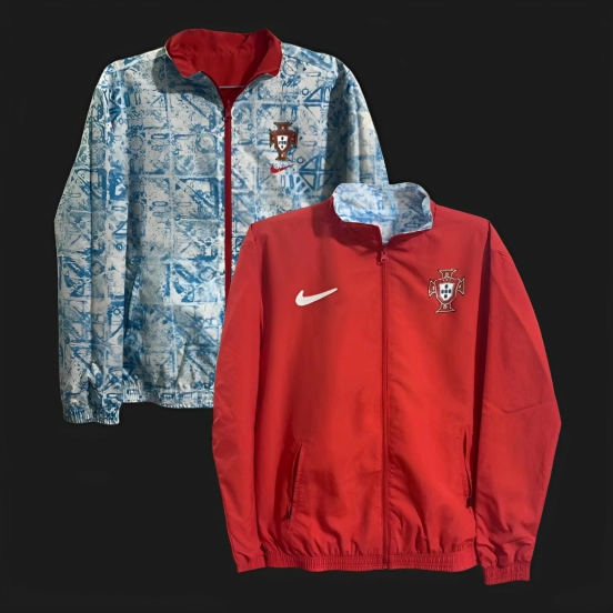 2024 جاكيت برتغالي بسحاب كامل أزرق/أحمر قابل للانعكاس
