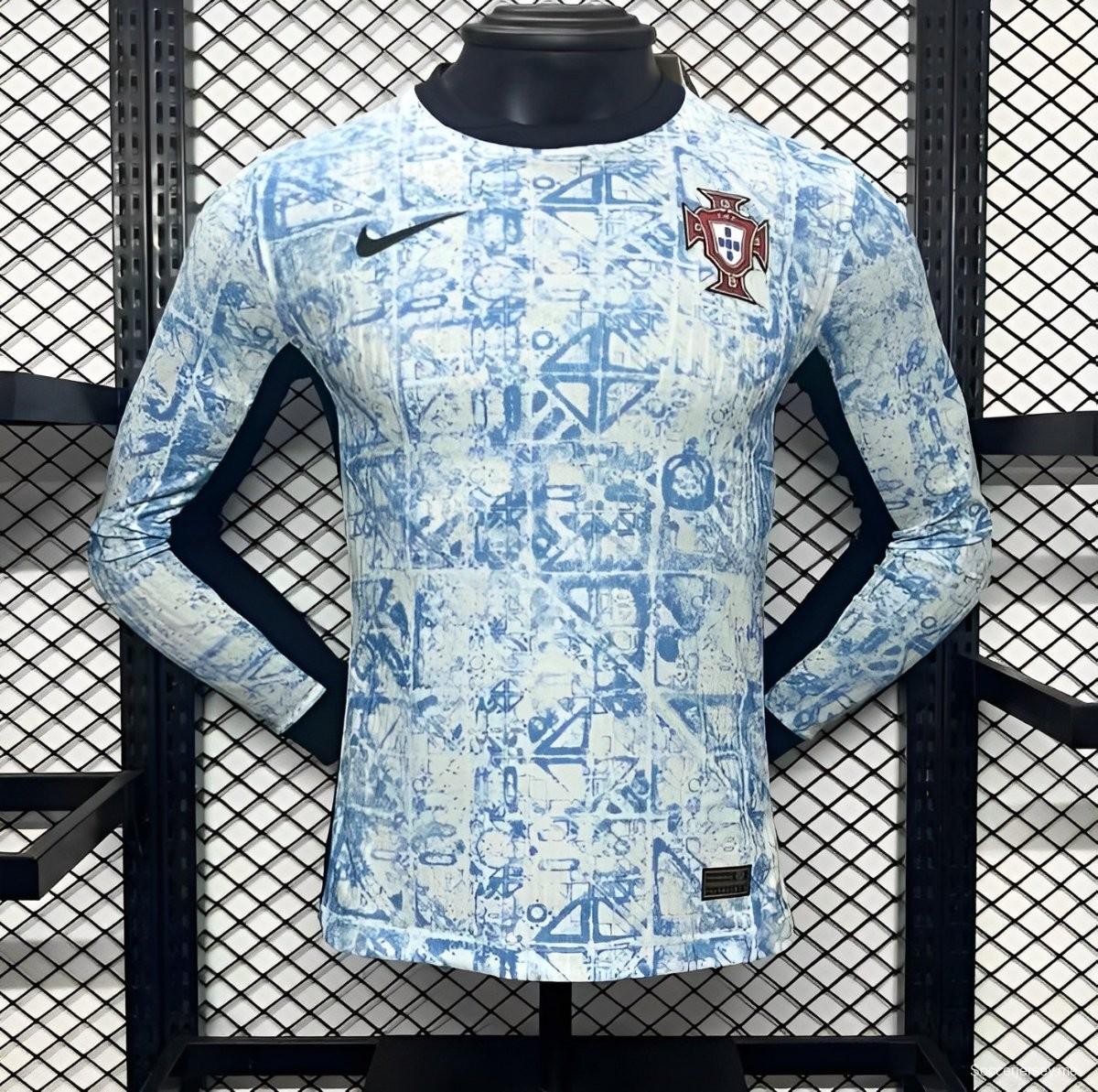 إصدار اللاعب 2024 قميص البرتغال بأكمام طويلة الأكمام خارج الديار 2024
