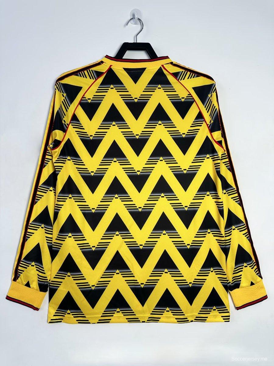 قميص ريترو 91/93 أرسنال ذهاباً وإياباً بأكمام طويلة صفراء اللون