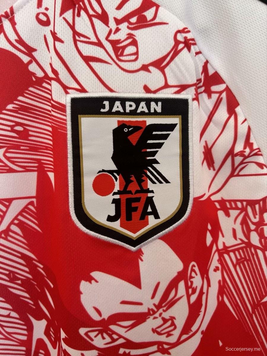 2024 قميص منتخب اليابان 2024 إصدار محدود باللون الأحمر/الأبيض لمنتخب اليابان دراغون بول زد