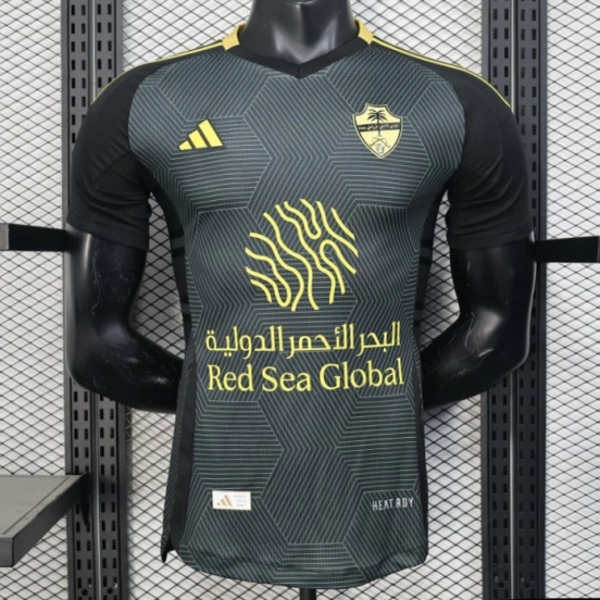 إصدار اللاعب 25/26 قميص نادي الأهلي السعودي أسود بنقوش هندسية