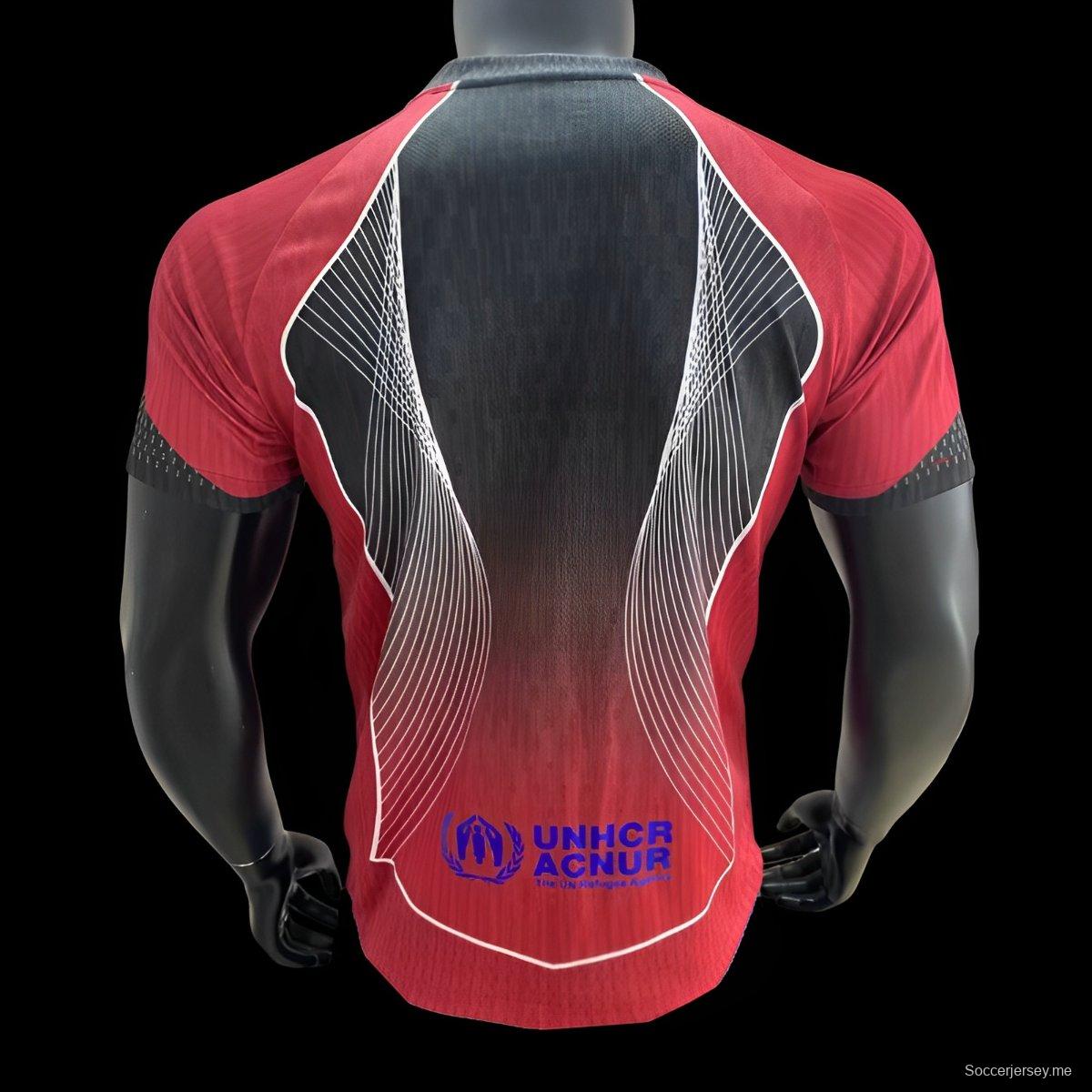 إصدار اللاعب 25/26 قميص نادي برشلونة أحمر بلوحة سوداء في المنتصف