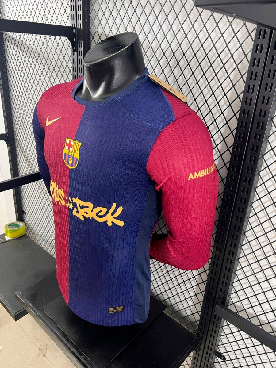 إصدار اللاعب 24/25 برشلونة × ترافيس سكوت قميص بأكمام طويلة الأكمام للمنازل