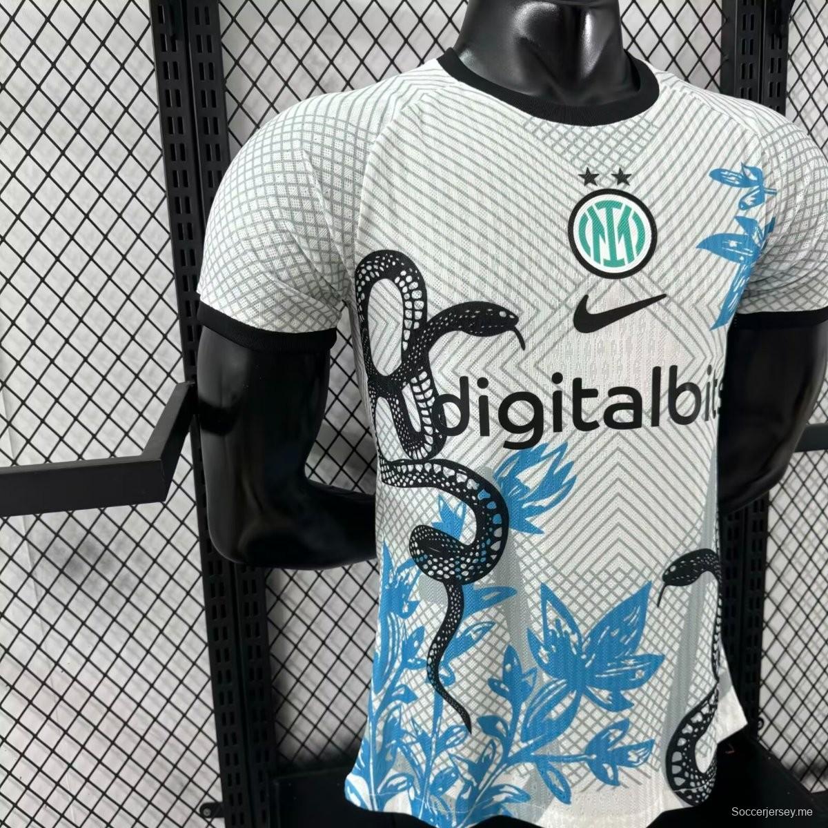Player Version 25/26 Inter Milan White with Snake and Floral Pattern Jersey