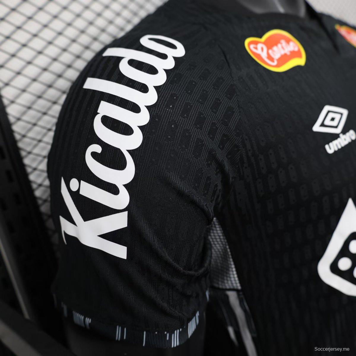 إصدار اللاعب 25/26 قميص نادي سانتوس لكرة القدم أسود بنقشة هندسية