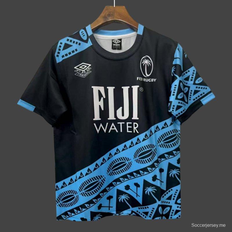 2026 قميص فيجي أسود مع فنون جزيرة المحيط الهادئ 2026