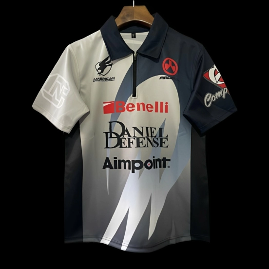 25/26 رياضات الرماية بالأبيض والأسود مع قميص الرماية بنمط تجريدي