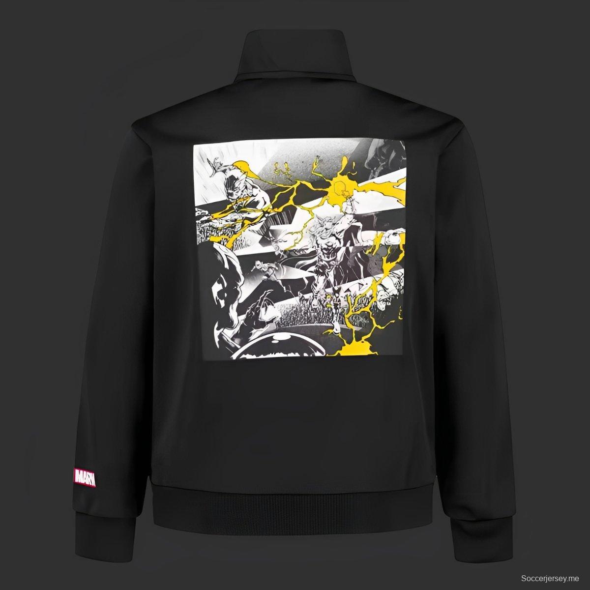 25/26 جاكيت ريال مدريد مارفيل أسود بسحاب كامل أسود