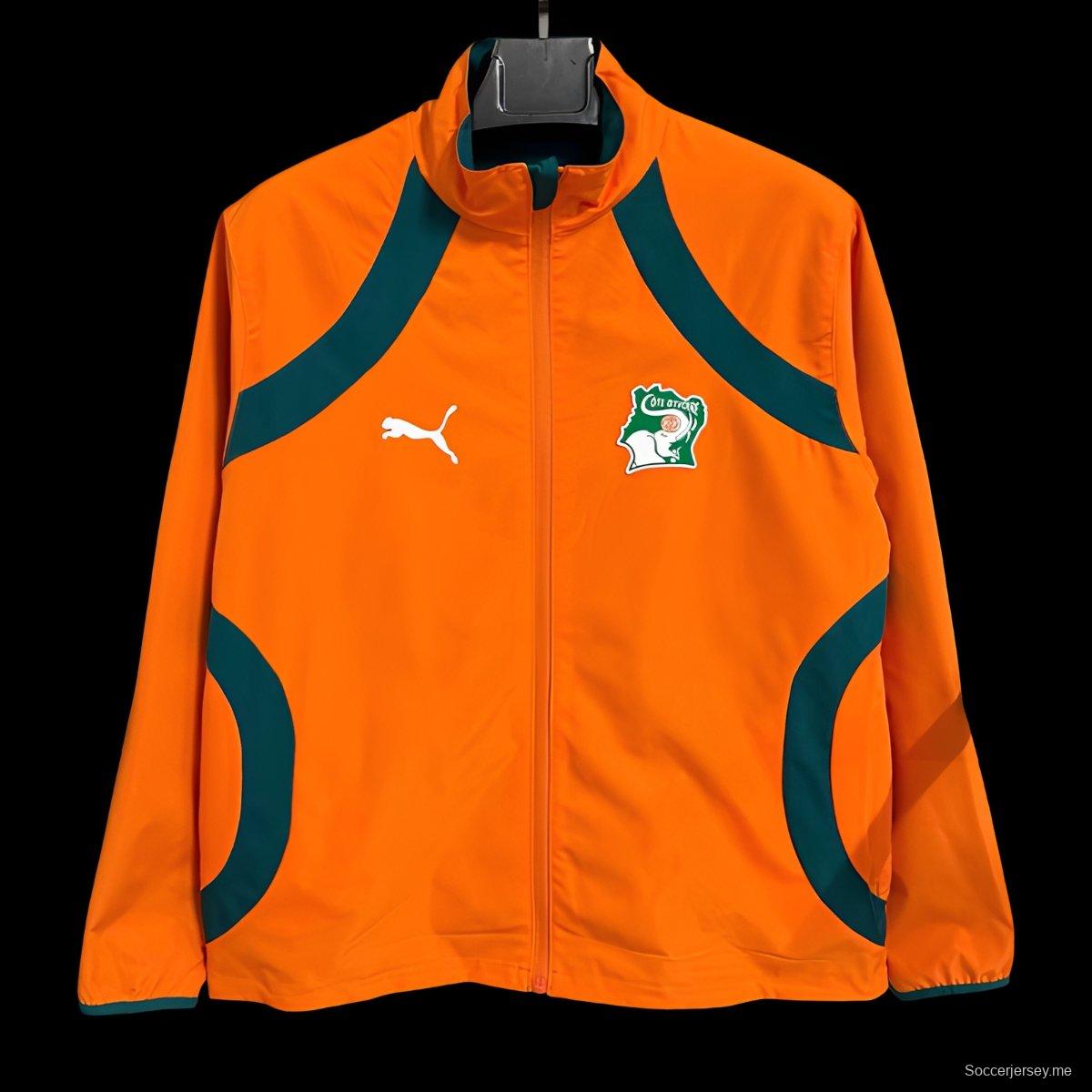 2026 إيفوري كوستا أورانج سترة واقية من الرياح بسحاب كامل