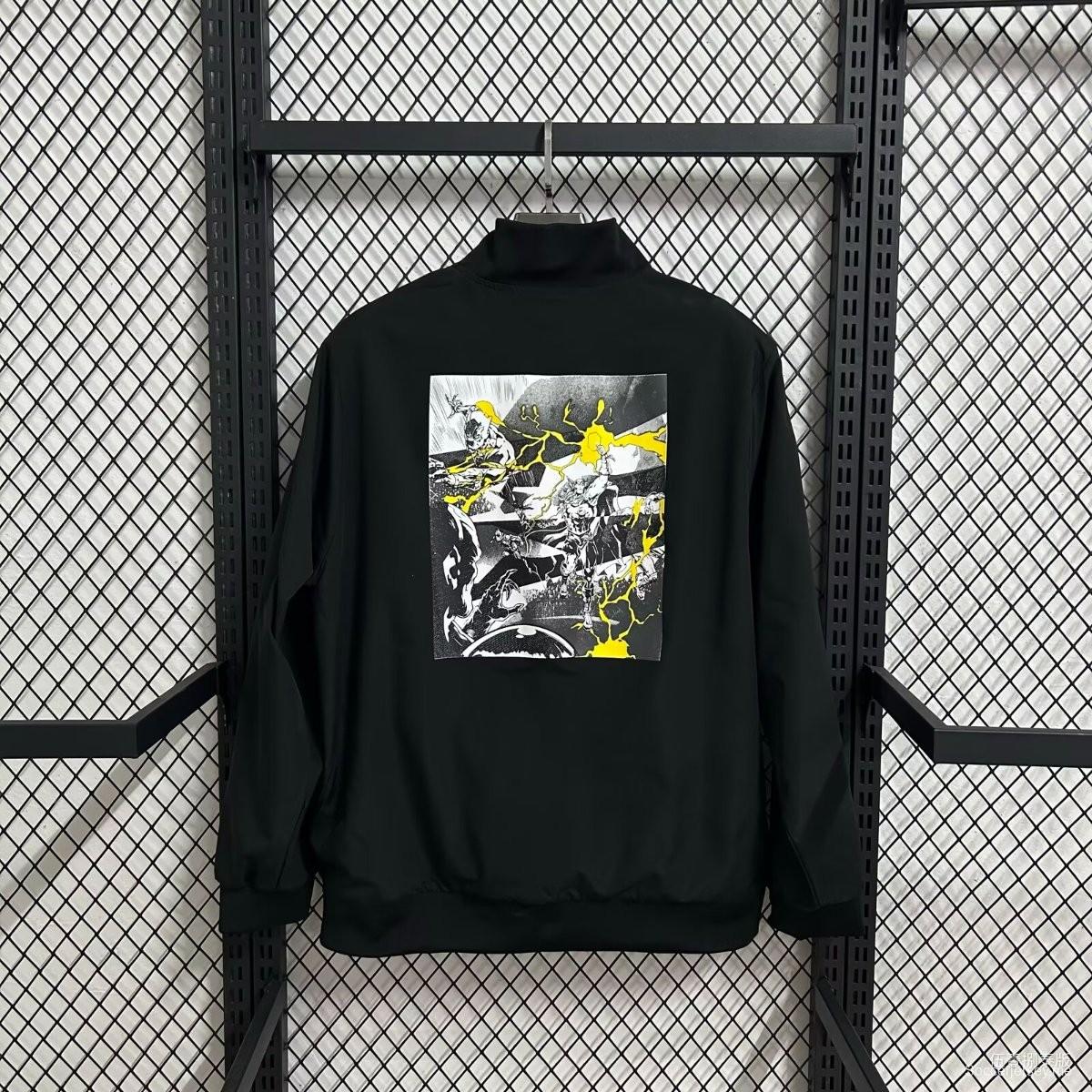 25/26 ريال مدريد مارفل بلاك سترة واقية من الرياح بسحاب كامل